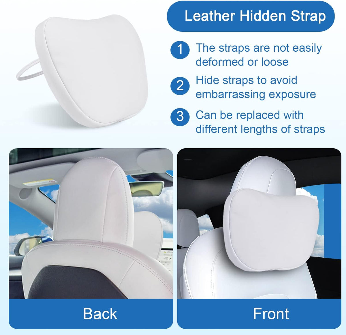 2 Pack Car Headrest Neck Pillow for Tesla Model 3 Model Y S X