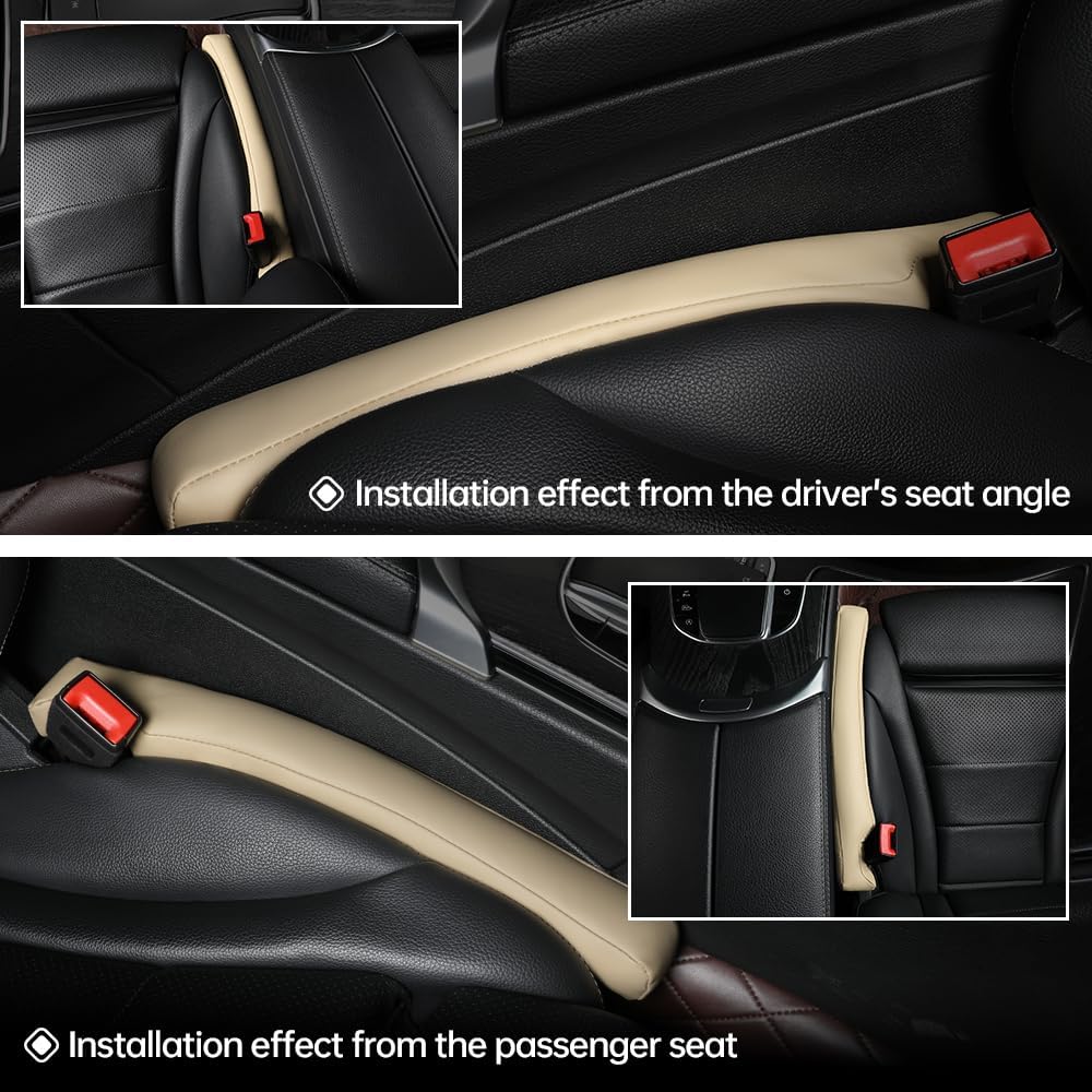 2Pack Leather Car Seat Gap Filler – Anti-Drop Console Organizer, Scratch-Resistant Waterproof Easy to Clean, Fits 90% Vehicles Without Blocking Seat Movement