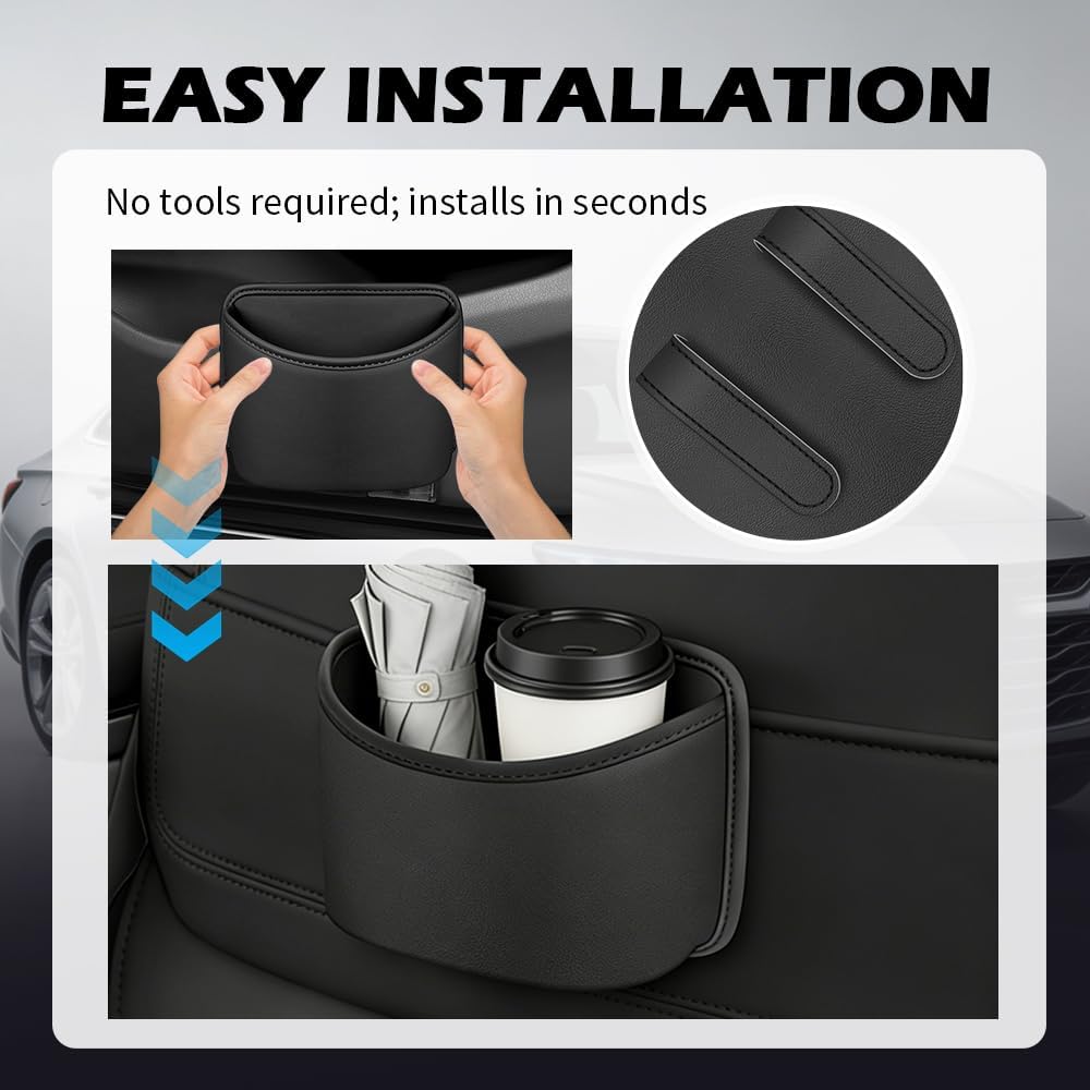 Car Trash Can with Back Clips,Large-Capacity Car Garbage Can as Cars Storage Organizer for Storing Garbage and Items,Leather Cars Trash Bin Automotive Accessories for Door