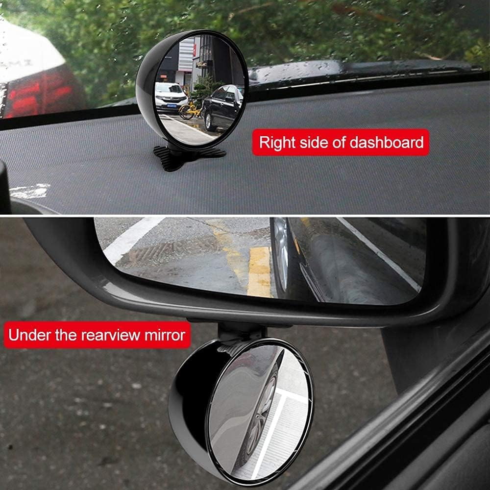Biqing Blind Spot Mirrors, Universal Car Accessories, 360 Adjustable, Convex, Black, 2.75 Inch, Rear View Mirror, Auto Auxiliary Mirror, 1PC