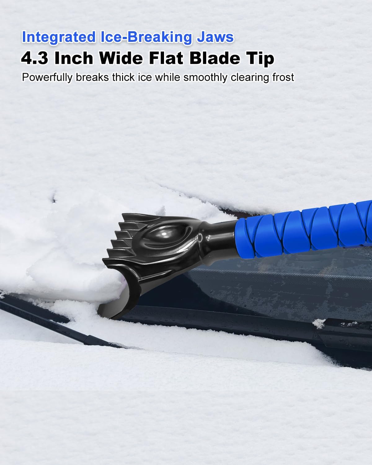 SEAAES 35.5 Inch Extendable Snow Brush for Windshield Ice Scraper - Blue