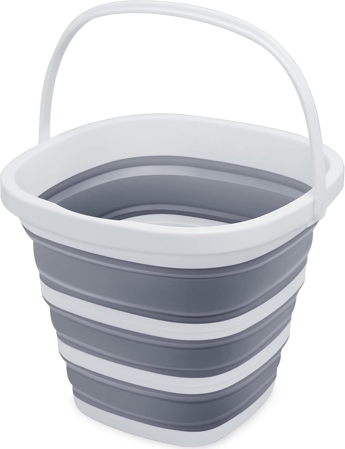 Goderewild Collapsible Bucket, 2.6 Gallon (10L) - Square Foldable Mop Bucket for House Cleaning, Car Washing, Camping - Portable Water Pail for Outdoor, RV, Travel (Grey)