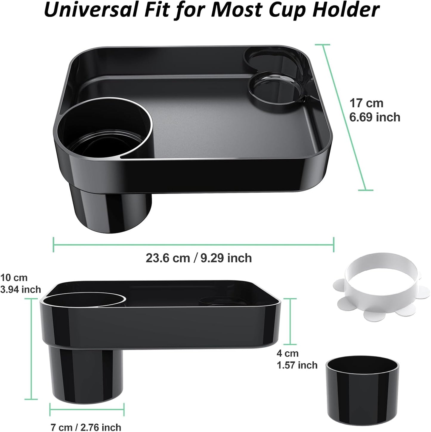 Car Seat Snack Tray for Kids, Mess-Free Square Travel Tray Cup Holder Snack Tray, Durable Car Food Tray for Toddlers, Fit Kids Travel Road Trip Essentials (1, Black)