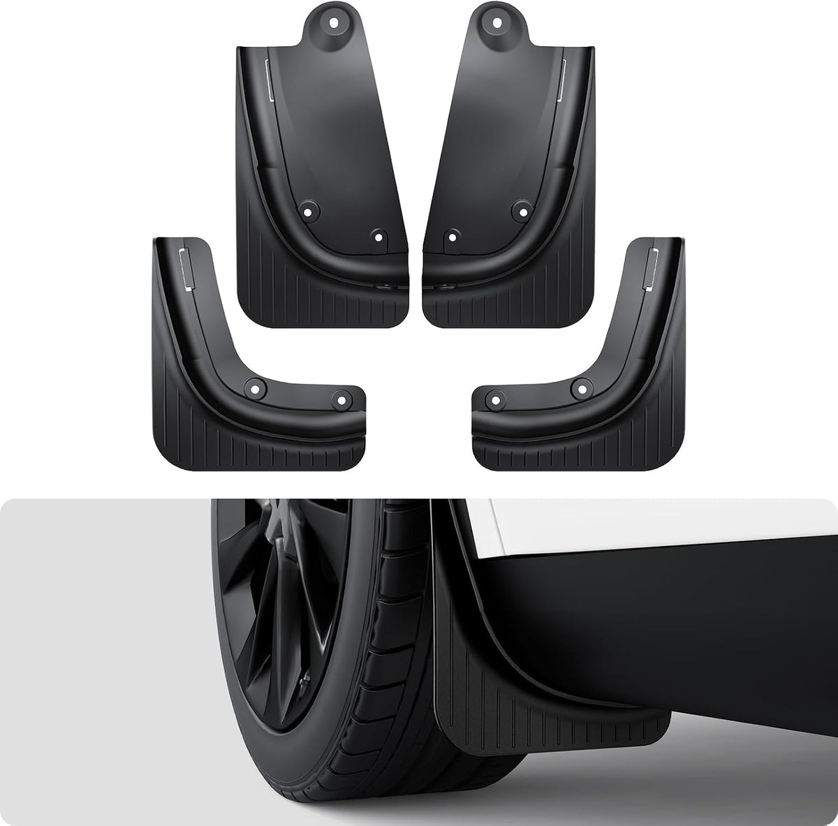 BASENOR 2026 2025 Tesla Model Y Mud Flaps Splash Guards, Aerodynamic Fenders [No Drilling No Tape] [Paint Protection] All Weather Tire Protector TPE Mudflaps for Model Y Juniper