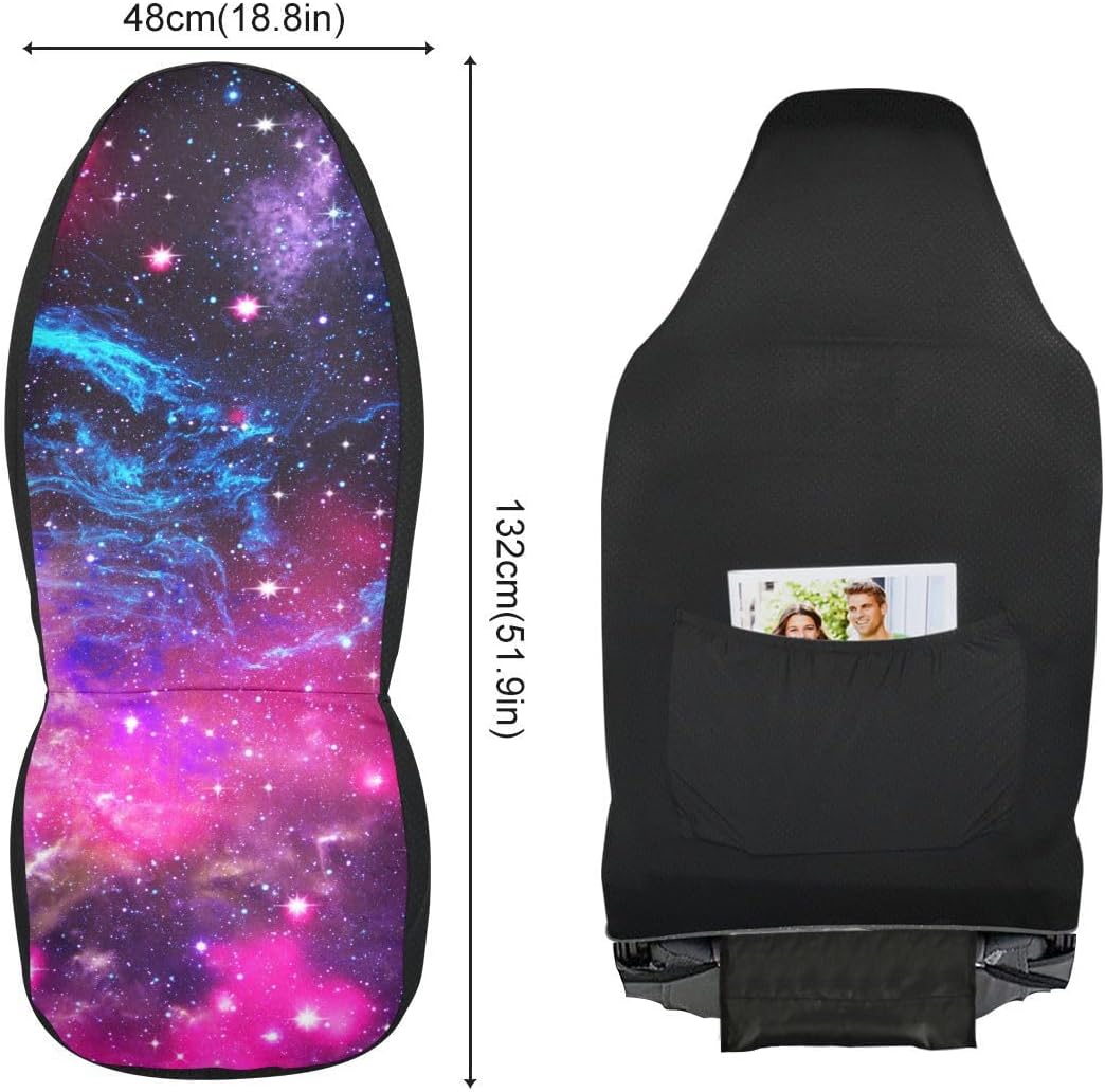Galaxy Car Seat Covers Set of 2,Deep Space Abstract Natural Universe Blue Purple Galaxy Stars Universal Auto Front Seat Protector for Women Men Nebula Design Car Accessories Fit for Car Truck