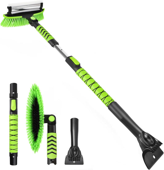 43" Ice Scraper for Car Windshield, Snow Brush with Squeegee, 3 in 1 Snow Removal for Cars with Foam Grip and 180° Pivoting Brush Head for Auto Truck SUV