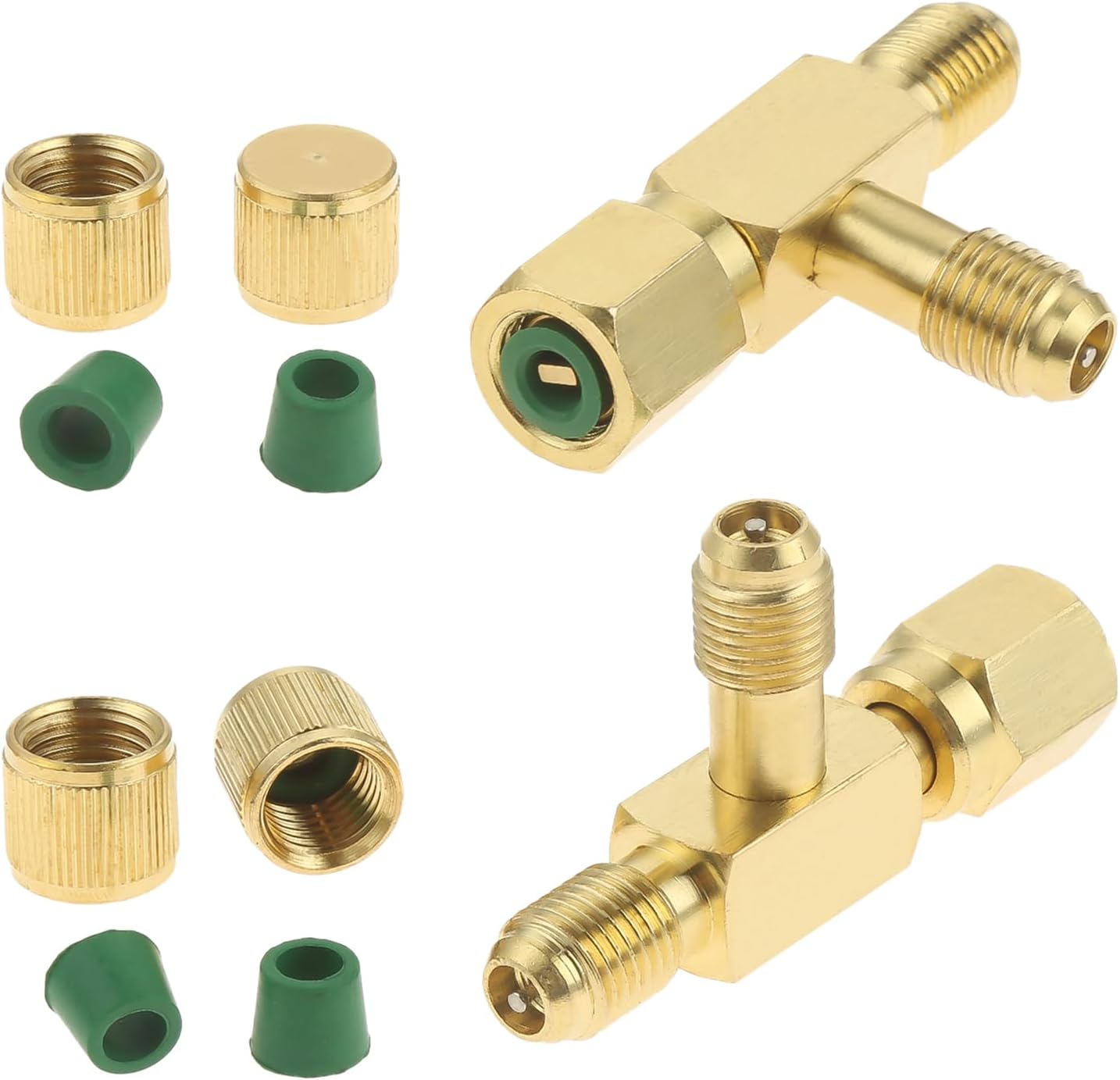 2 Pcs Quick Coupler Access Tee, 1/4'' Valves Core Tee Adapter with Swivel Connector Replacement for Gauge Deep Vacuum Pump Manifold