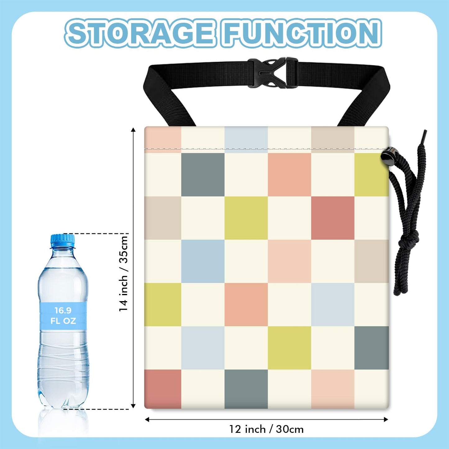 Colored chessboard Car Trash Bag - Waterproof Car Trash Bag Hanging Leakproof Car Garbage Bag - Washable Reusable Trash Bag For Car Interior Hanging Organizer Storage Vehicle Travelling Camping