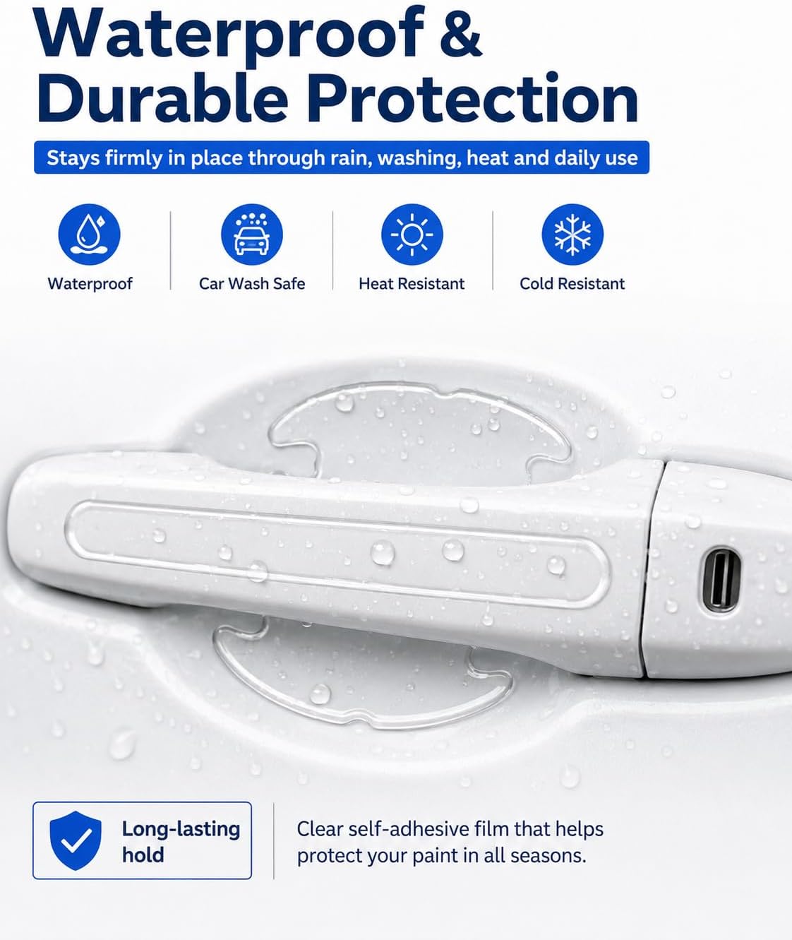 8PCS Clear Car Door Handle Protector Film Anti-Scratch Universal Fit