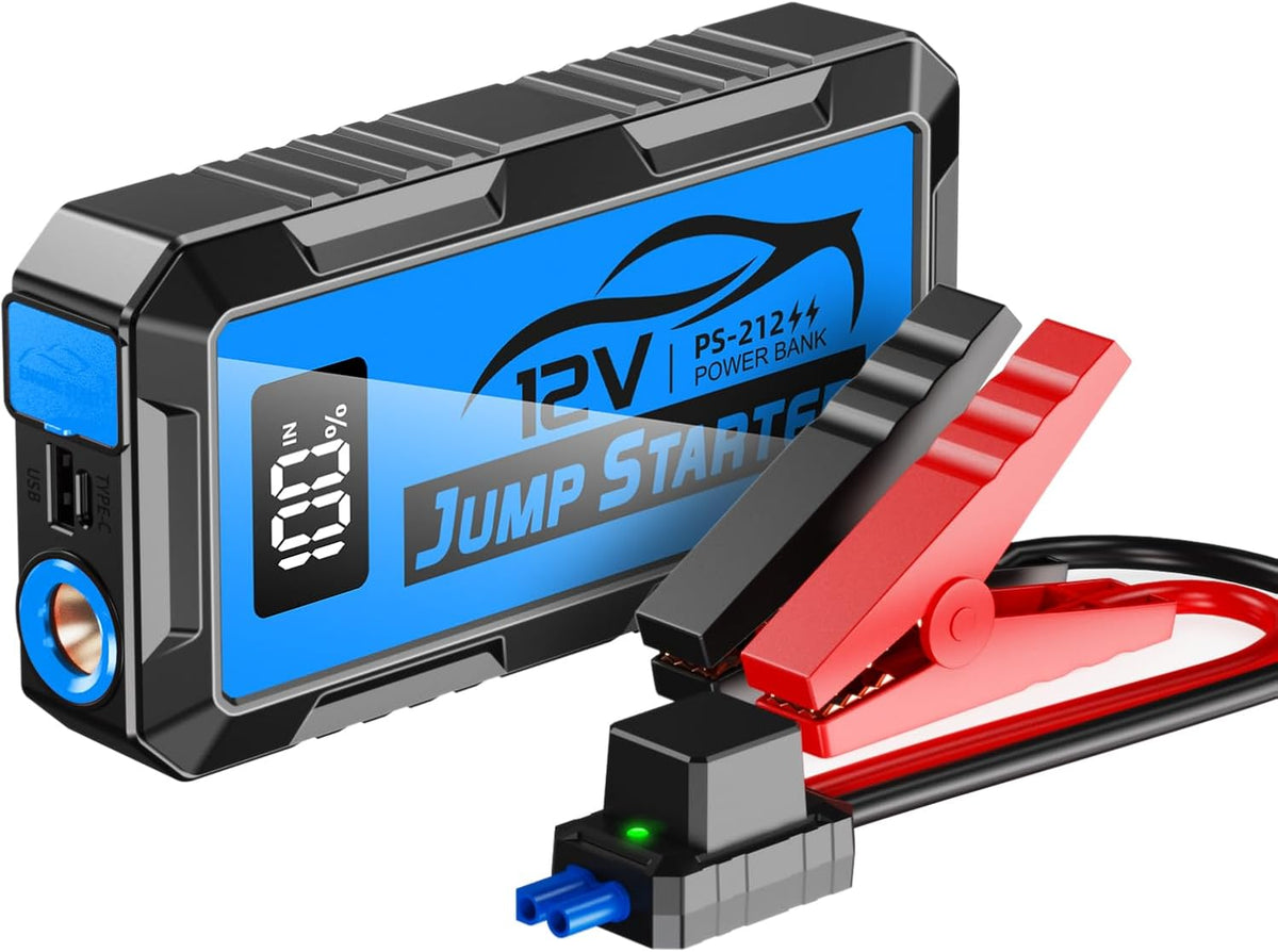 8000A Car Jump Starter, 12V Jump Starter Battery Pack (All Gas,up to 10.0L Diesel Engine) Jumper Cables Portable Lithium Jump Box, USB Output and LED Light (red)