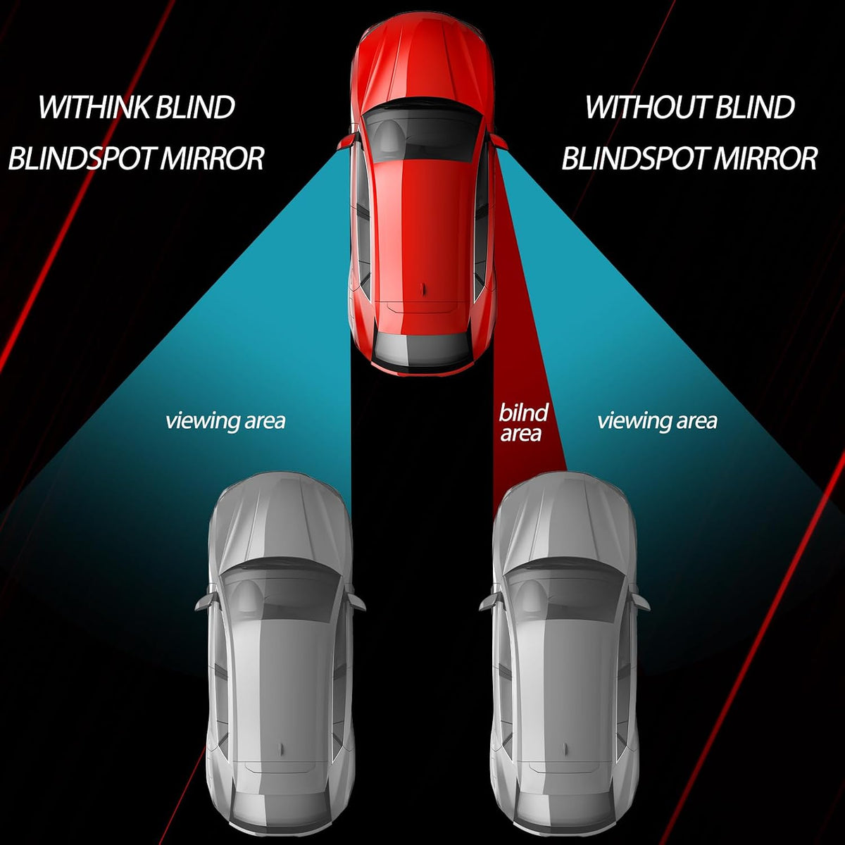 Frienda 6 Pcs Blind Spot Mirror 360° Adjustable High Definition Glass Frameless Convex Side Mirror Blindspot Wide Angle Rear View Mirrors for Suvs Trucks Car Accessories(Fan, Round, Rectangle Shape)