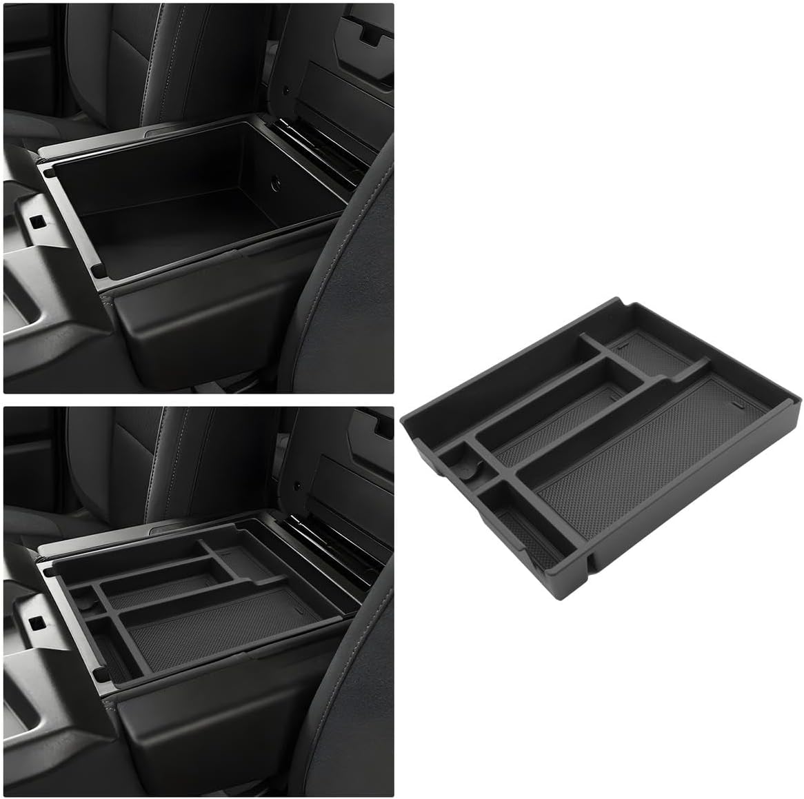 For Center Console Tray Compatible with 2019-2026 Chevy Silverado 1500& 2020-2026 Silverado 2500HD 3500HD (Split-Bench Folding Seat) Armrest Storage Box Console Organizer ABS Materials