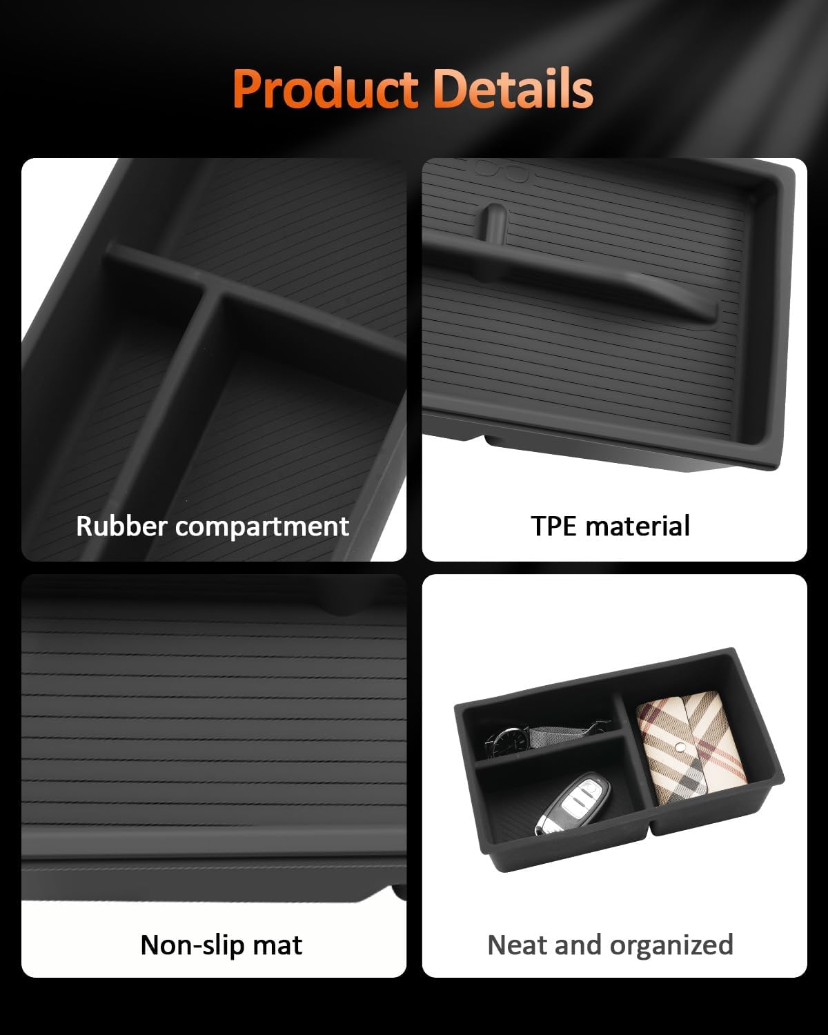 CDEFG Dual-Layer for 2022-2026 Lexus NX Center Console Organizer Tray- NX 2nd Generation (NX 250, NX 350, NX 350 F Sport Handling) Accessories Silicone Armrest Storage Middle Console Insert