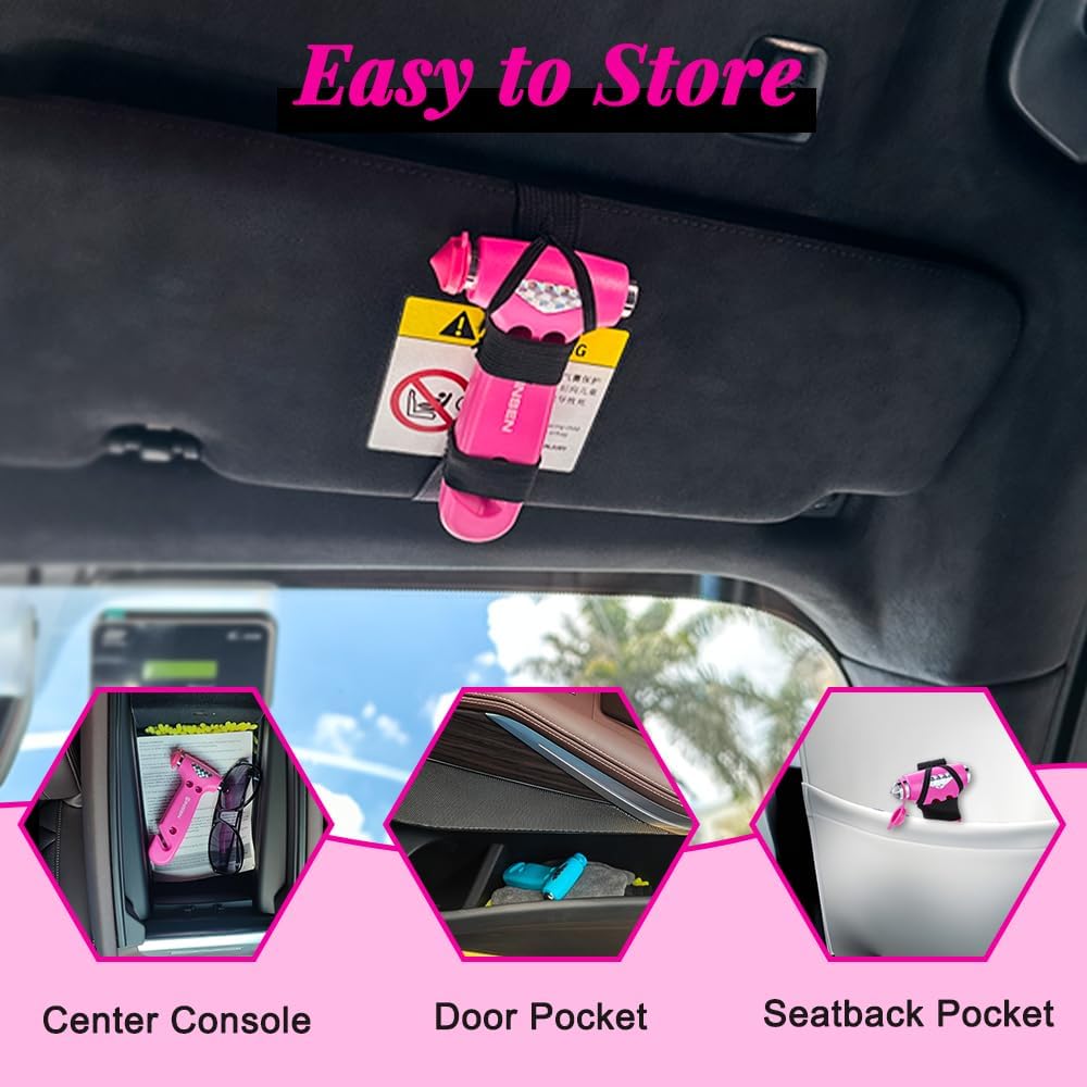 SINSEN Car Safety Hammer, Automotive Window Breaker and Seatbelt Cutter for Women, Roadside Emergency Kit, 3 in 1 Escape Tools, Road Trip Essential and Must Haves (1, Blue)