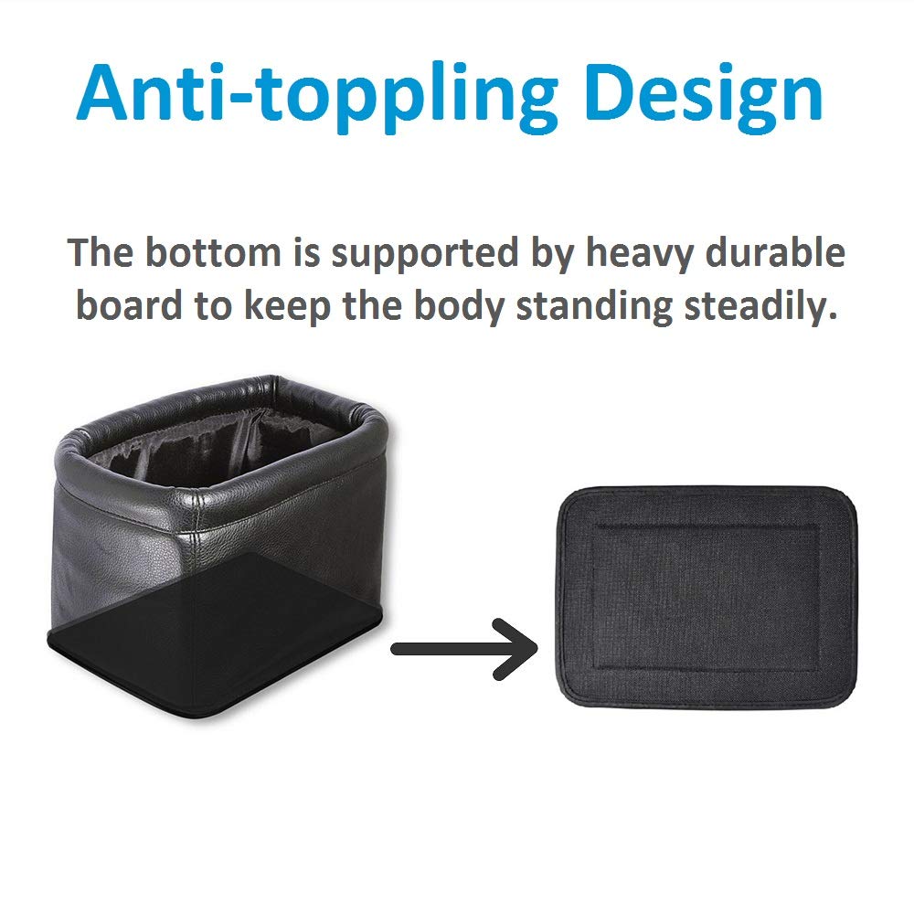 Leather Car Trash Can, Luxury Car Organizer, Leakproof Garbage Can for Car and Trucks, Black