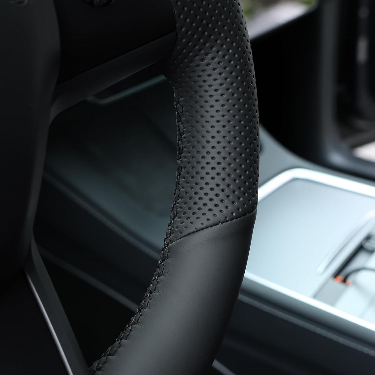 MEWANT Stitch On Steering Wheel Cover for Tesla Model 3 Tesla Model Y