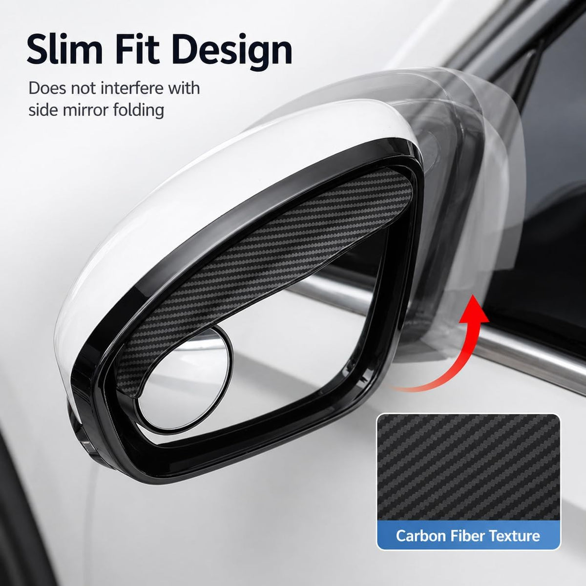 Blind Spot Mirrors for Car, 2 Pack 360° Adjustable Convex Side Mirror with Rain Guard Visor, Stick on Rear View Mirror Auxiliary Mirror for Cars, SUVs, Trucks, Parking and Lane Changing Assist