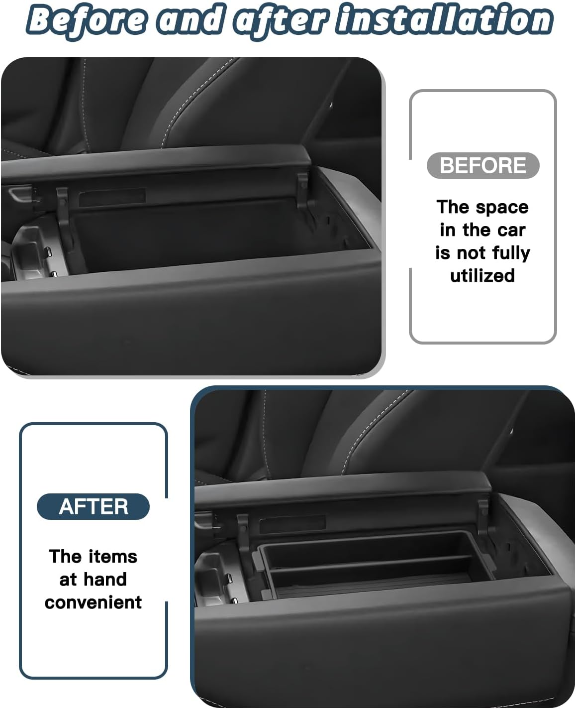 Ruiya Center Console Organizer Compatible with 2024 2025 2026 Lexus TX 350 All Trims Double Layer Armrest Storage Box ABS Lexus TX350 Interior Accessories (2 Pack)
