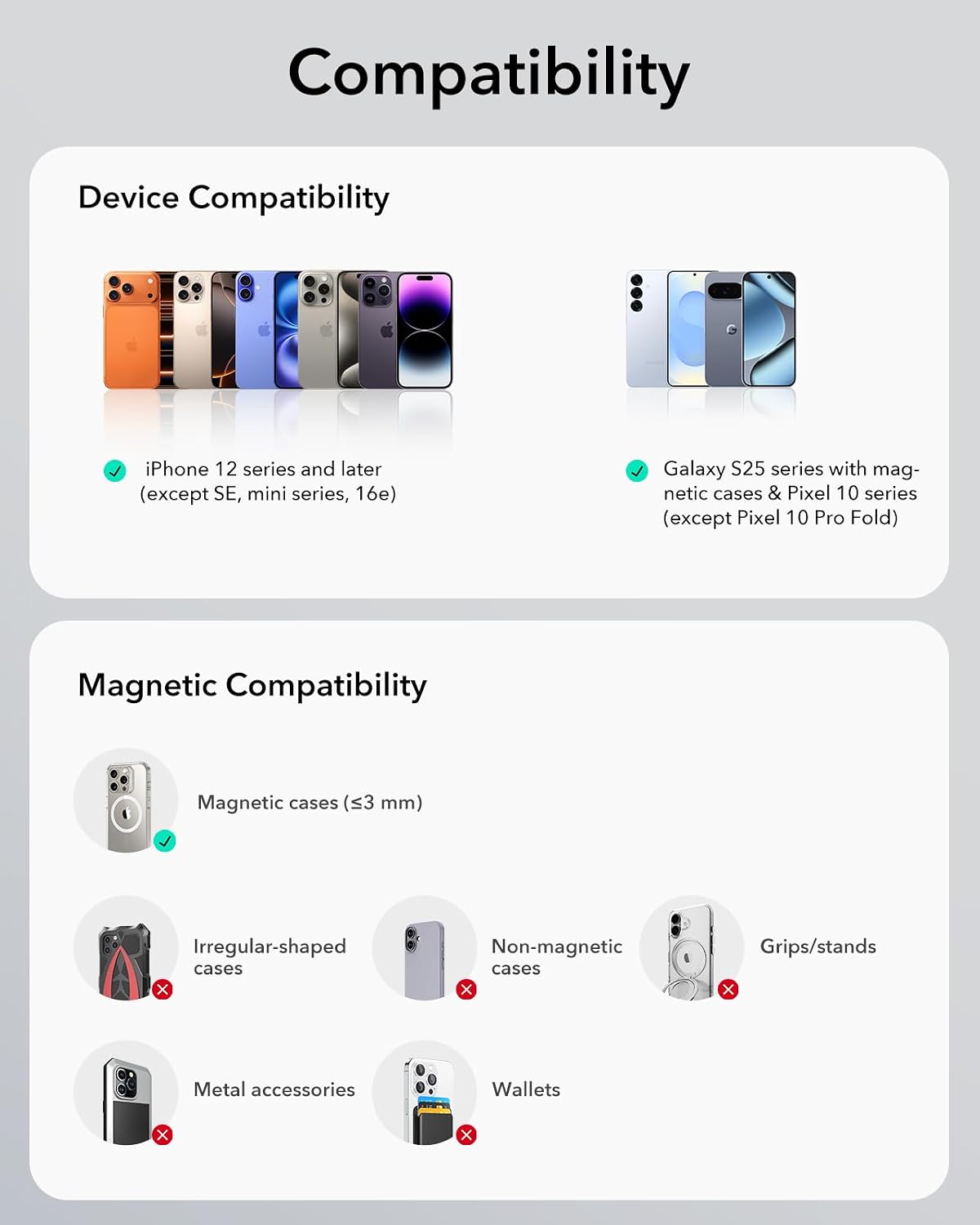 ESR for MagSafe Car Mount Charger for iPhone 17-12, Samsung S26/S25