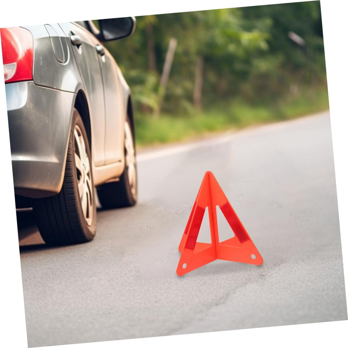 3Pcs Foldable Reflective Triangle Warning Sign for Roadside Vehicle Safety