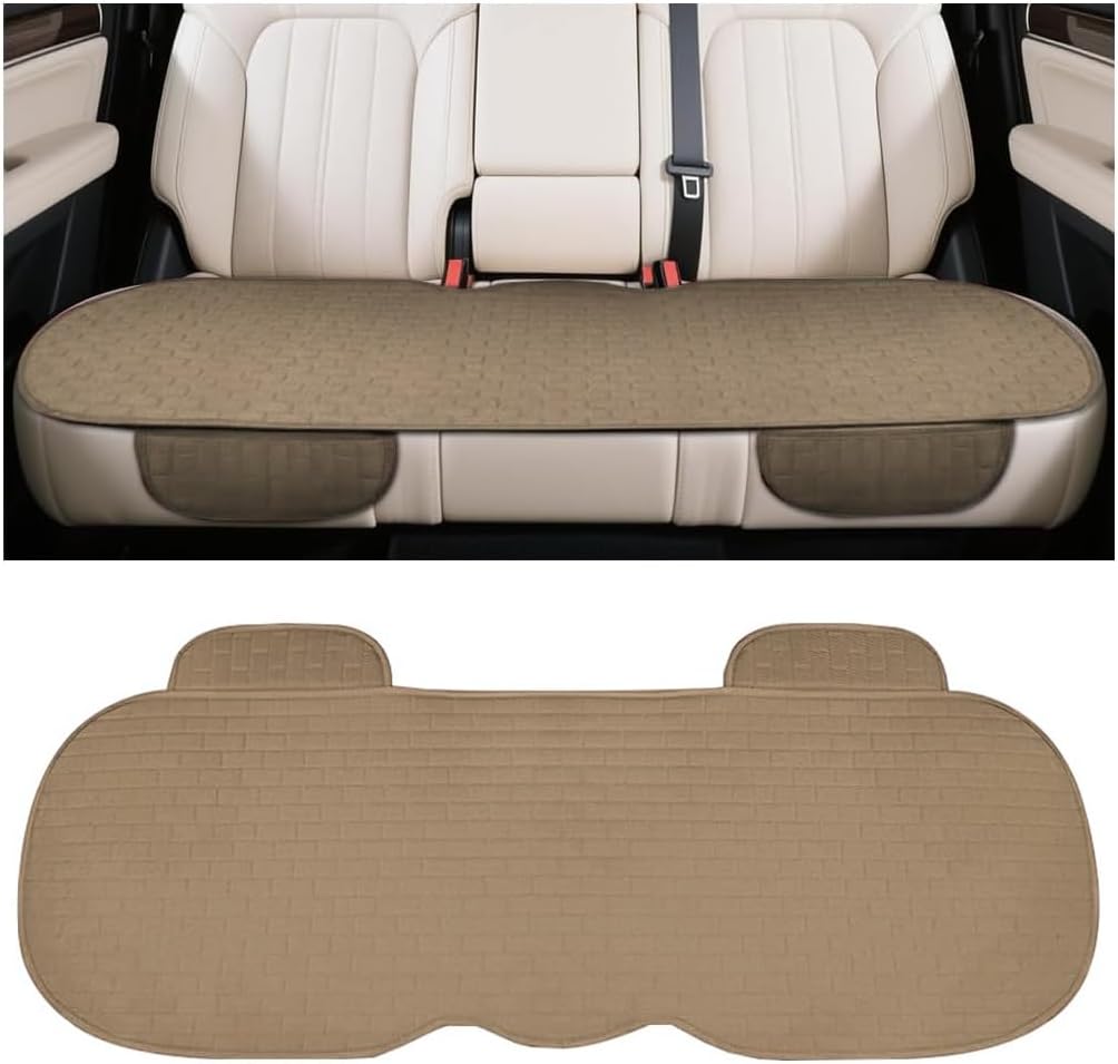 Osilly Car Back Seat Cover, Anti-Slip Long Vehicle Rear Bench Protectors with Storage Pocket, Breathable Comfortable Auto Interior Seating Bottom Protection Accessories, Universal Fit (Brown)