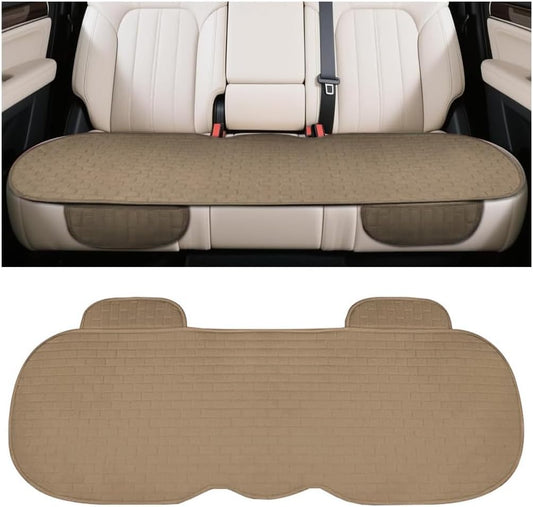 Osilly Car Back Seat Cover, Anti-Slip Long Vehicle Rear Bench Protectors with Storage Pocket, Breathable Comfortable Auto Interior Seating Bottom Protection Accessories, Universal Fit (Brown)