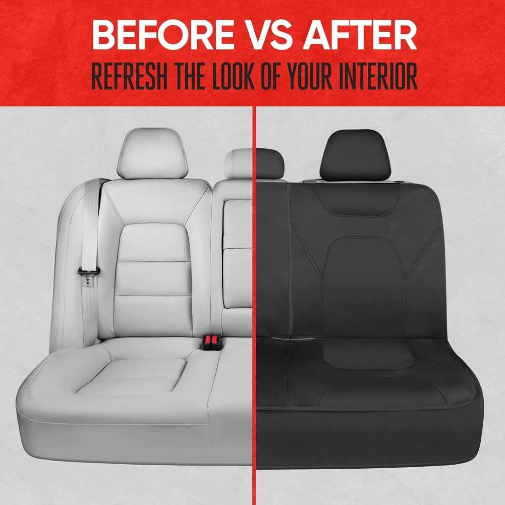 Motor Trend AquaShield Neoprene Waterproof Seat Covers for Trucks - Black 60/40 Split Bench Rear Seat Cover - Carseat Cover Automotive Back Seat Protector - Car Accessories for Kids & Dogs