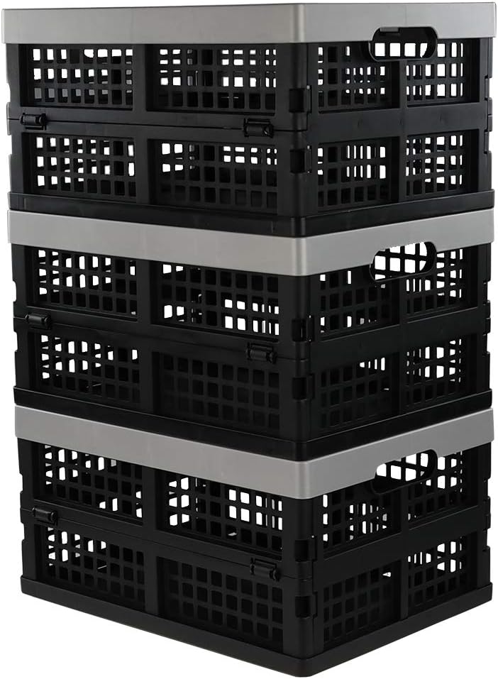 Jekiyo 16-Liter Folding Crates Storage, Collapsible Container Plastic, Set of 1