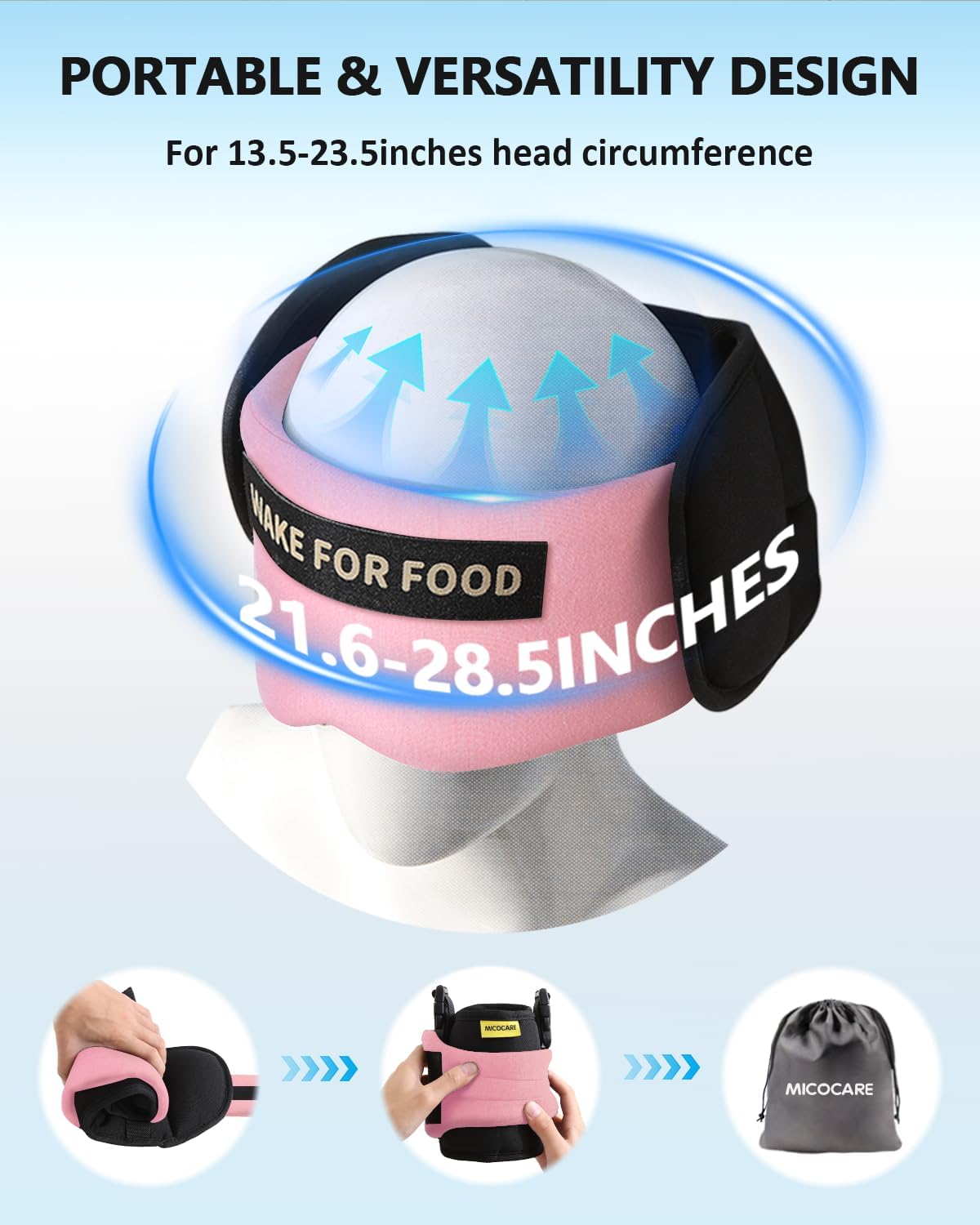 Travel Pillows for Airplanes, Airplane Pillow for Long Flights Sleeping with Eye Mask, 360° Support Plane Head Strap Travel Essentials for Air Travel Sleep Neck Upright, Stop Head Nodding(Pink)