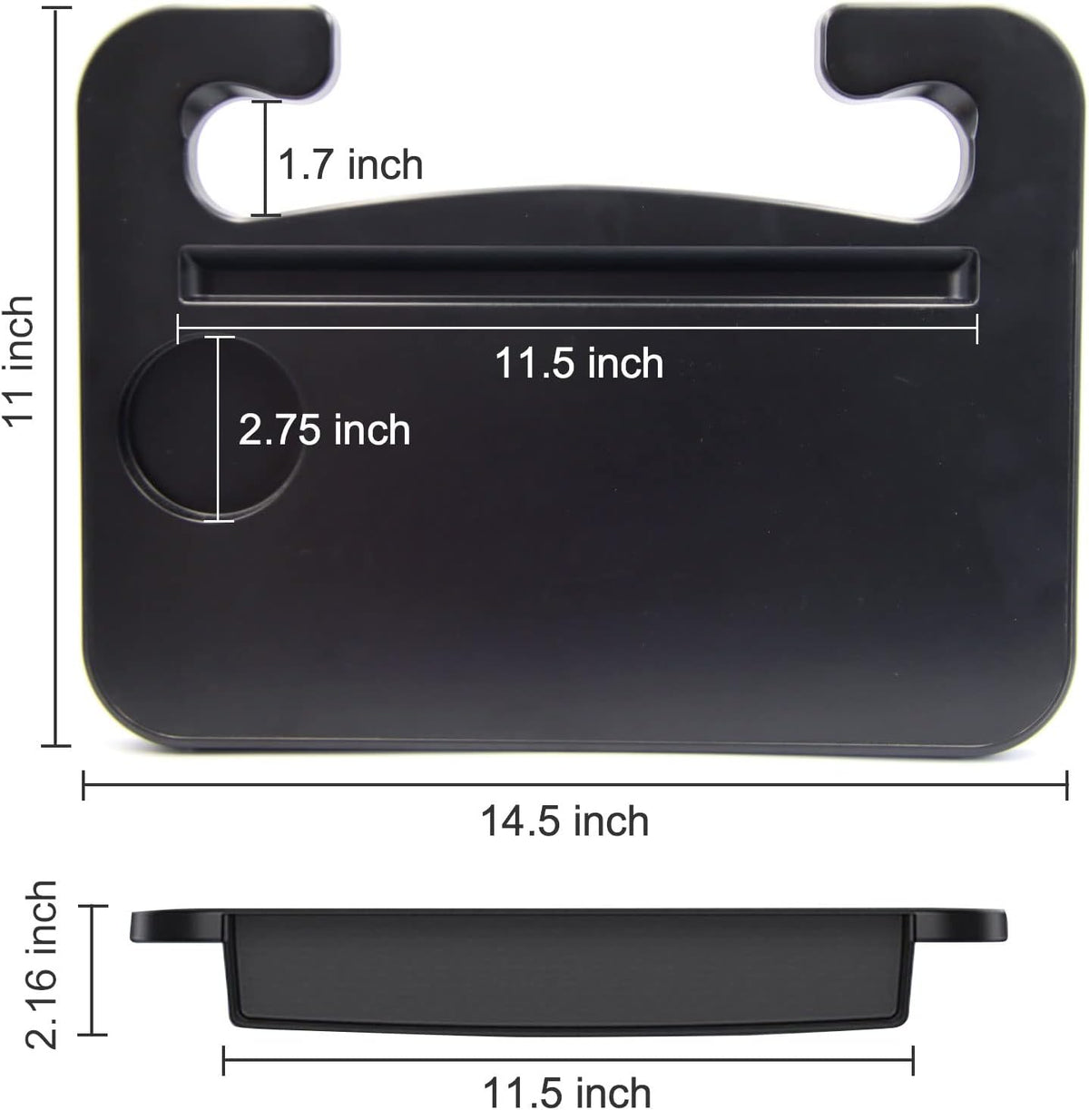 Double-use Steering Wheel Tray(14.5*11inch), Car Food Trays for Eating with Drinks Holder, Car Trays for Eating for Pad Laptop, Multipurpose Travel Car Accessories, Fits Most Vehicles Steering Wheels