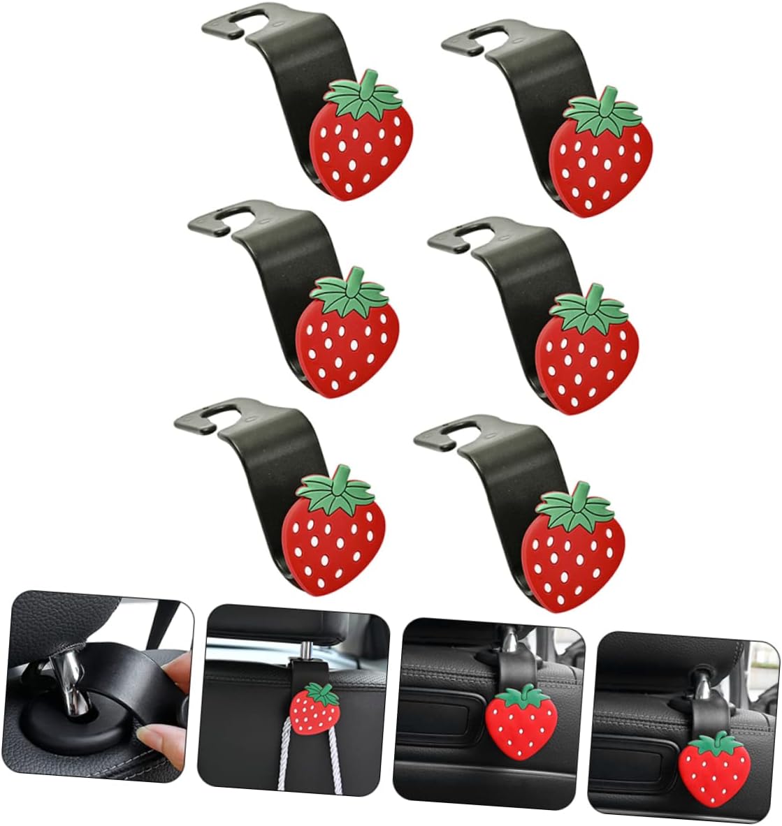 MAGICLULU 6 Pack Car Seatback Hooks Back Seat Headrest Hooks for Bags Grocery Purse and Keys Multi-Functional Car Hanger Storage Holder 4.72 X 2.75 X 1.57 in