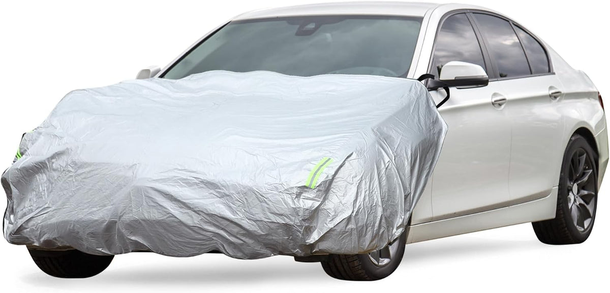 Car Windshield Cover with Reflective Straps Silver Tone 84" x 43"