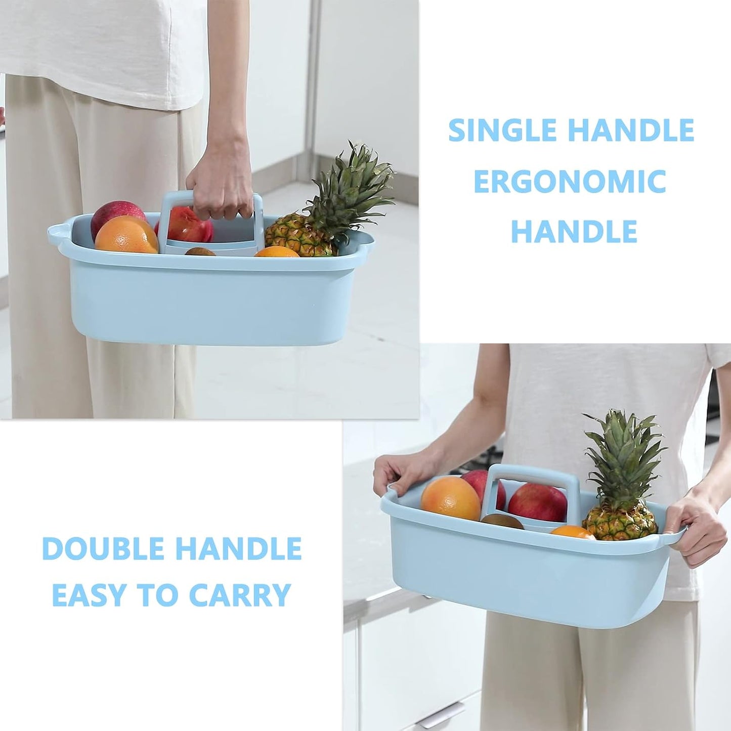 Large Cleaning Supplies Caddy Portable Shower Basket Supply Organizer with Handle Plastic Bucket Tool Storage for Bathroom, Bedroom, Kitchen, College Dorm, Garden, Blue