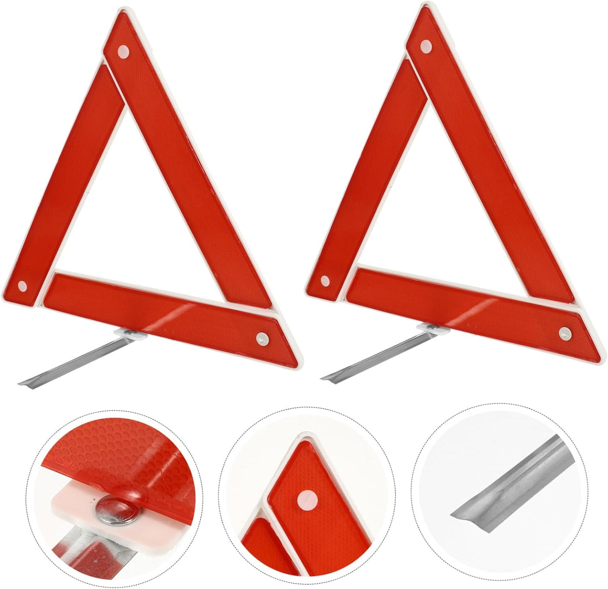 2pcs Car Warning Triangle Safety Sign Folding Red Plastic