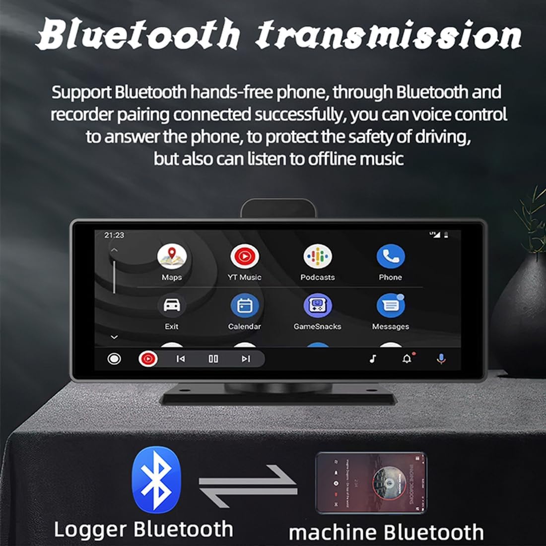 Eaglerich T97 10" Wireless Carplay & Android Auto Car Monitor with Backup Camera, Portable Touchscreen GPS Navigation, Bluetooth 5.0, FM Transmitter, AUX, Hands-Free Calling, Loop Recording