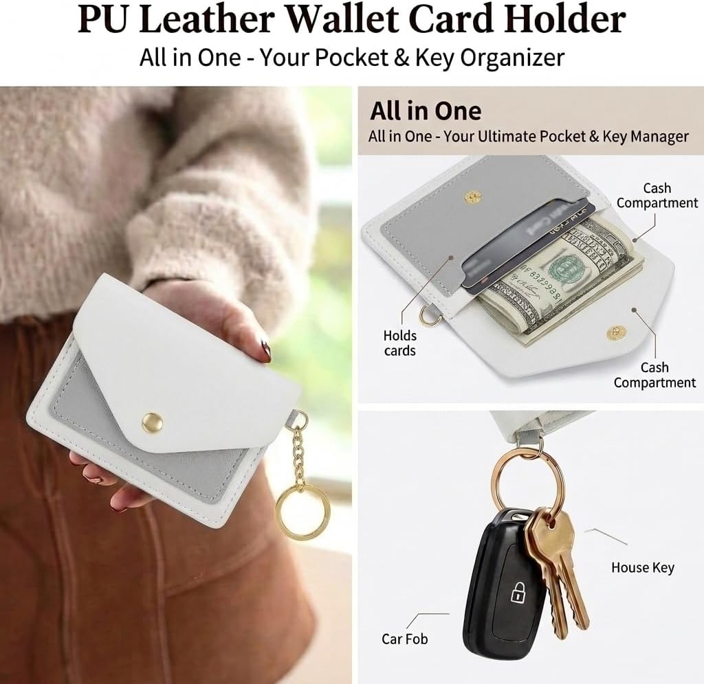 BIHRTC Silicone Key Ring Bracelets Wristlet Keychain Wallet with Net Chapstick Holder for Women