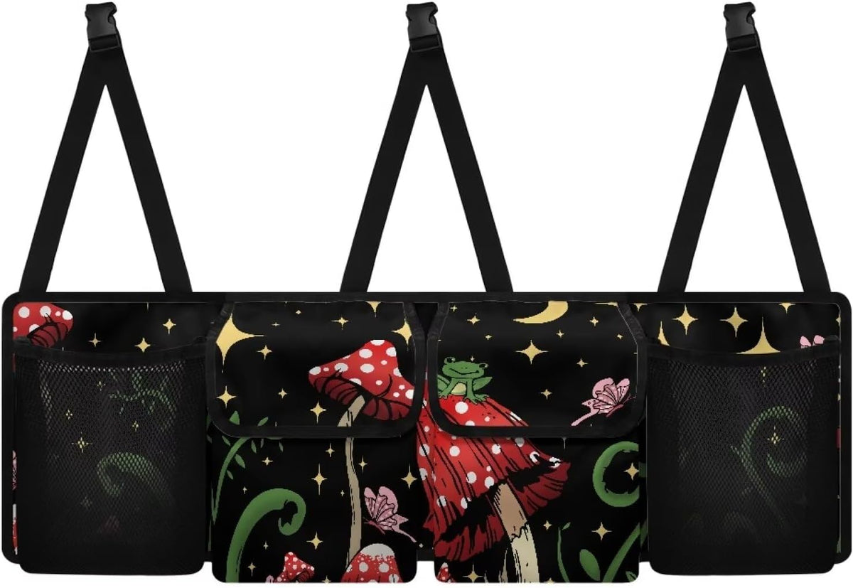Cute Frog Car Trunk Organizer Mushroom Stars Moon Large Capacity Hanging Car Storage Bag Waterproof Cargo Bag,Frees Trunk Floor