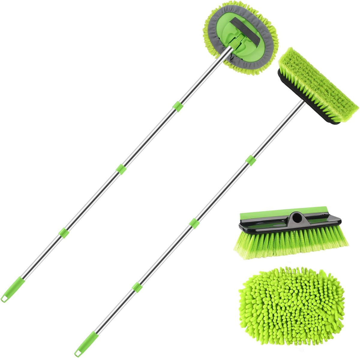 2 Pack Car Wash Brush with 62" Long Handle for Exterior Truck, RV, Boat