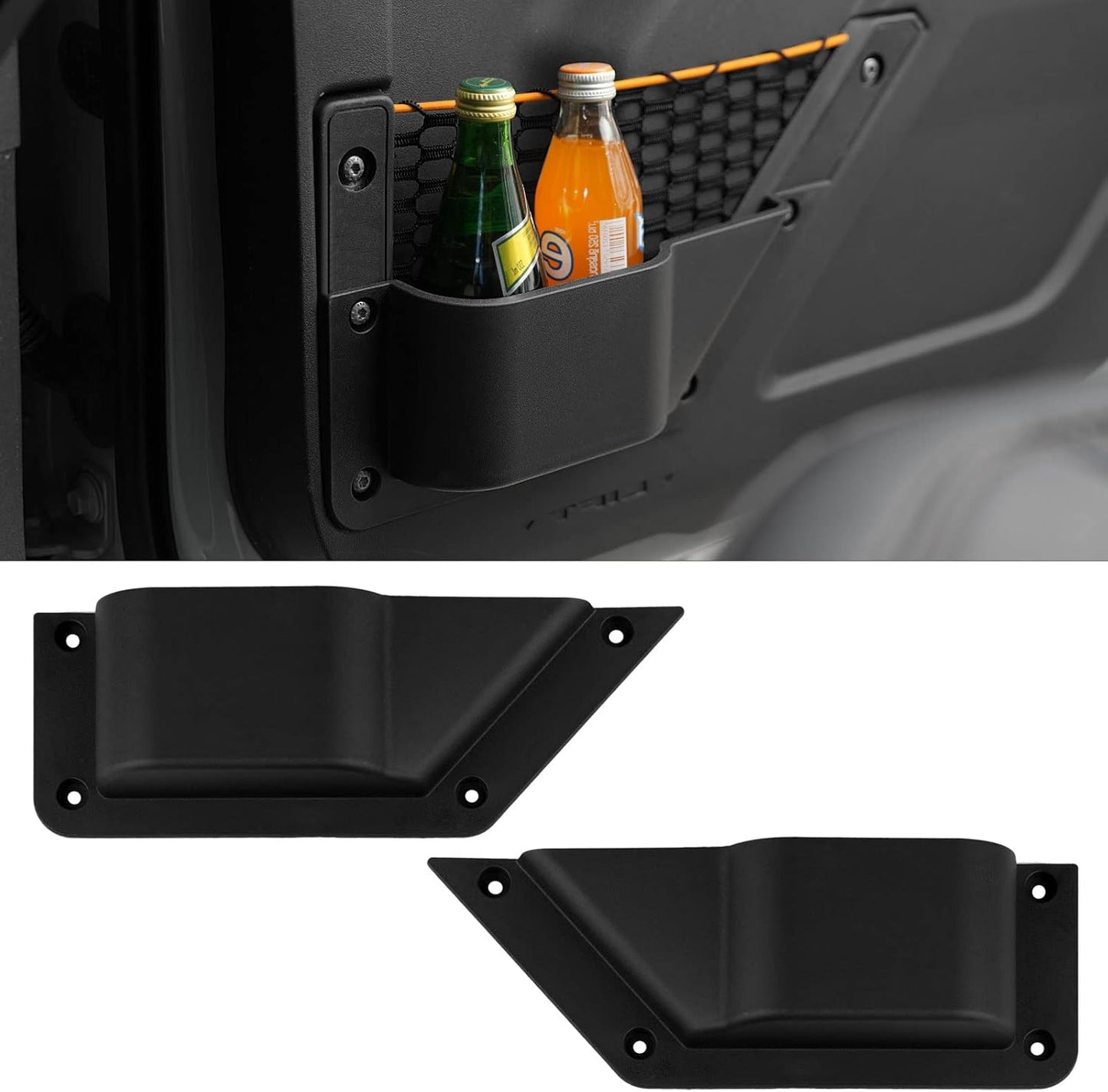 Front Door Storage Pockets Front Door Side Organizer Box Ford Bronco Storage Expansion Interior Accessories, Door Cup Holder, Compatible for Ford Bronco 2021-2025 2/4 doors，2 PCS