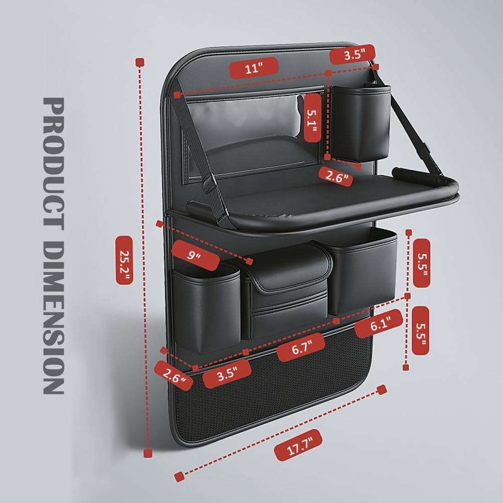 Car Seat Organizers,Multi-functional Back Seat Protectors, Storage Pouches, and Tray Holders (for Cars, Kids, Seat Back and Rear Seats)（Black1 Pcs）