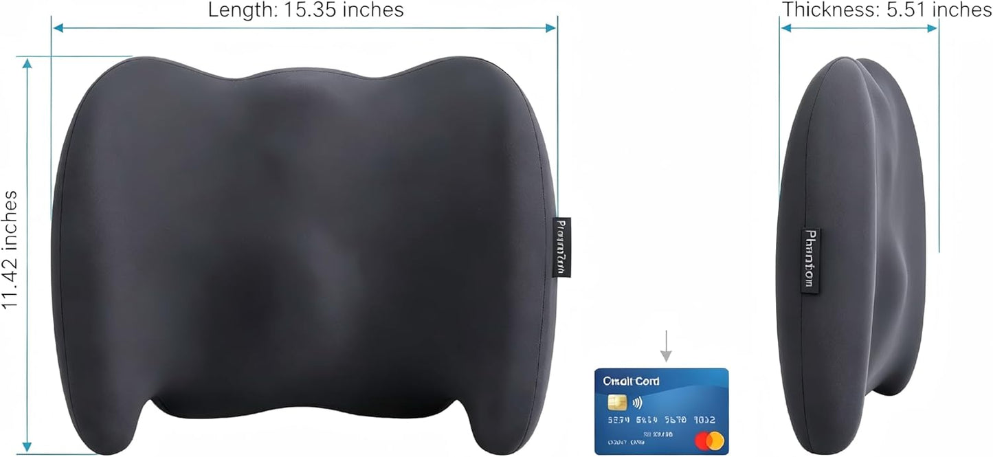 Lumbar Support Pillow Memory Foam Back Cushion for Sciatica & Lower Back Pain Relief Orthopedic Posture Corrector for Office Chair Gaming Chair Car Seat Breathable Washable Dark Gray