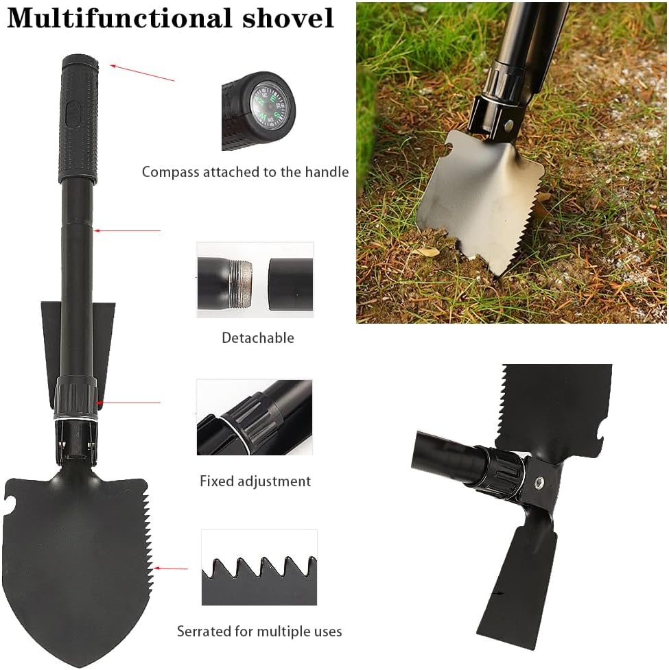 Emergency Roadside Kit for Car, Safety Kits for Cars With Jumper Cables | Premium Roadside Assistance Kit for Cars Headlamp Folding Shovel Safety Hammers Tow Rope Gifts for New Drivers Car Tool Kit