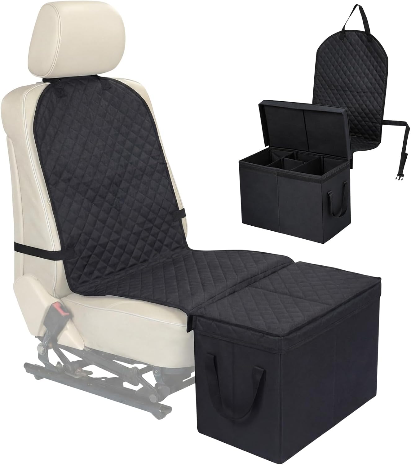 Back Seat Extender for Dogs, Dog Car Seat Cover with Storage Organizer, Waterproof Scratch Proof Cover for Cars Trucks and Suvs Front or Back(Small 27.5"x19"x22")