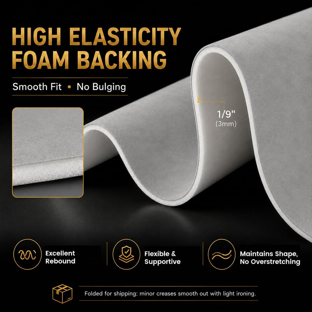 Auto Suede Headliner Fabric Material with Foam Backing, 36" x 60" | 5+ Yr Lifespan & 3-6 dB Noise Cut, Automotive Roof Liner Replacement for Cars, Trucks, SUVs, RVs, Boats, DIY Upholstery