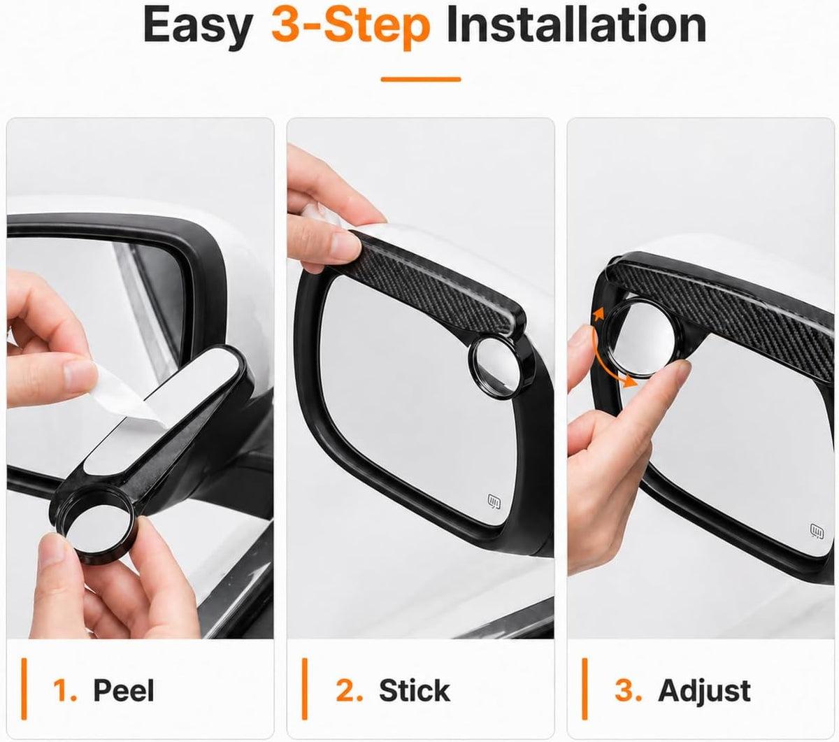 Blind Spot Mirrors for Car, 2 Pack 360° Adjustable Convex Side Mirror with Rain Guard Visor, Stick on Rear View Mirror Auxiliary Mirror for Cars, SUVs, Trucks, Parking and Lane Changing Assist