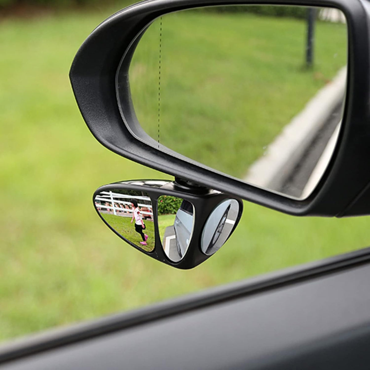 Car Blind Spot Mirror, 3-view Wide Angel Mirror Auxiliary Mirror for Front Rear Wheel Blind Spot Rear View Mirror. (Black Right)