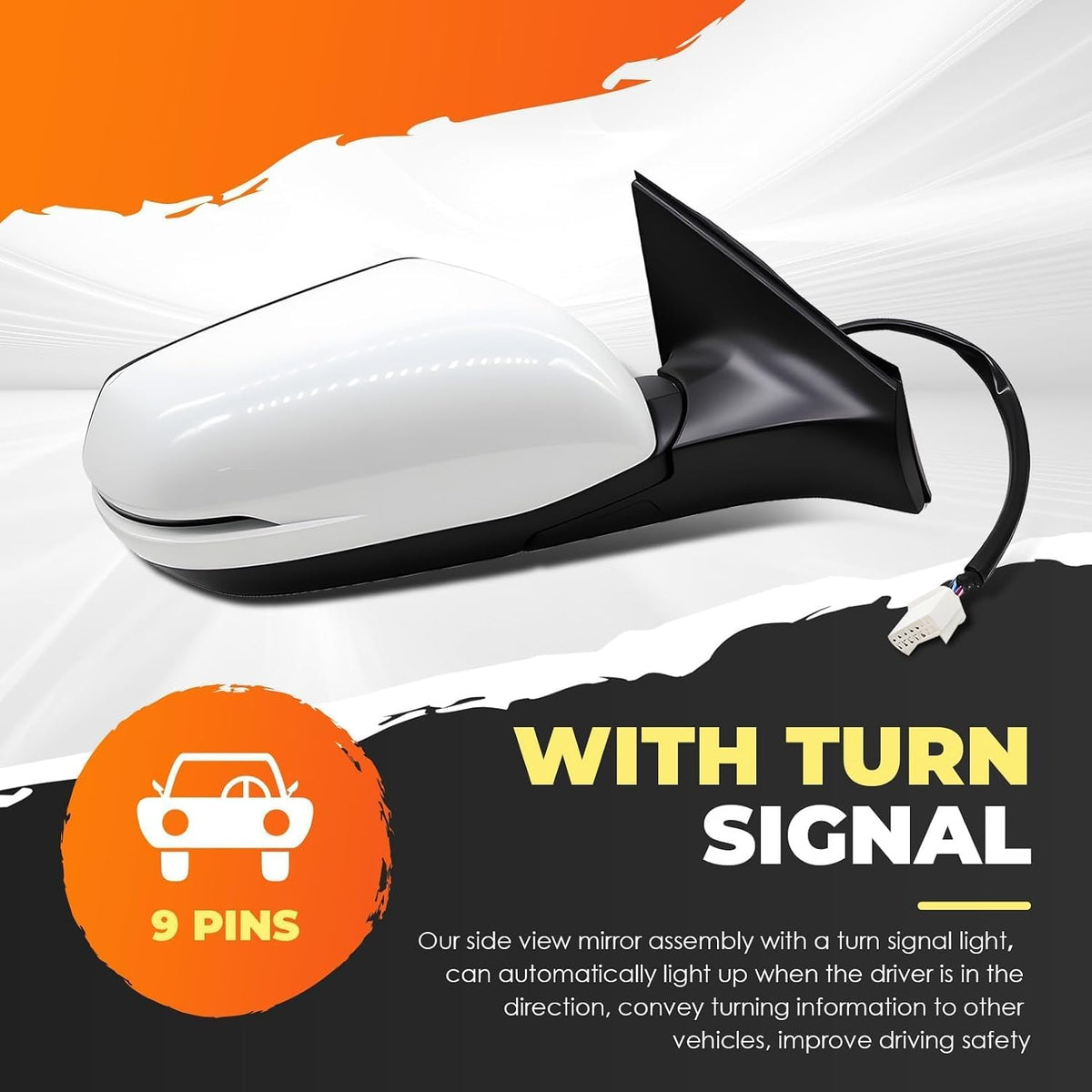 Right Side Mirror Assembly Compatible with 2017-2022 CR-V 9Pins