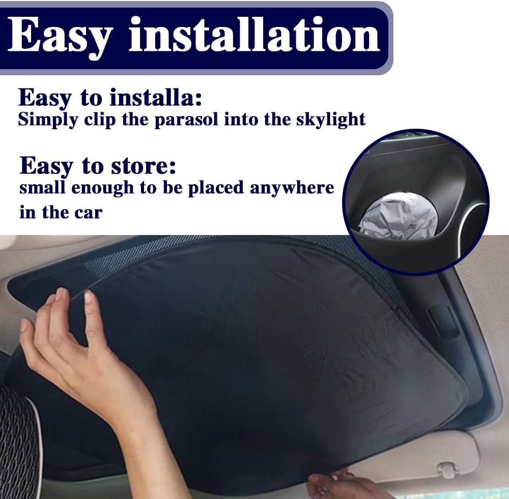 2PCS Car Sunroof Sunshade, Car Roof Cover, Foldable UV Reflector Reflective Covers Block UV Rays Glare, Car Interior Accessories Fit for Mini Cooper, Clubman & Countryman R56 (Black)