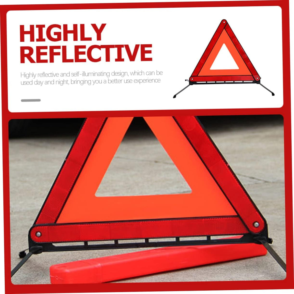 PRETYZOOM Reflective Warning Triangle Foldable Emergency Sign for Roadside Safety 3 Legged Design for Car and Semi Truck Accessories