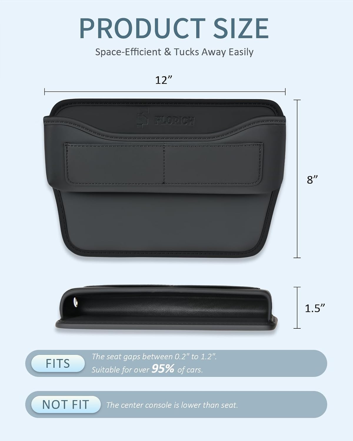 FLORICH Car Seat Gap Filler Organizer, Premium Leather Car Gap Filler for Car, Car Seat Organizer and Storages Between Seat Car Gap Filler Universal Fit for Car SUV Truck